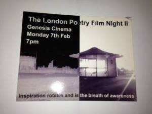 Postcard for the London PoetryFilm Night II event in February 2005.