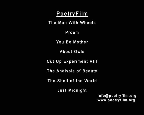 Menu screen for the PoetryFilm event at Laugharne Castle in June 2014